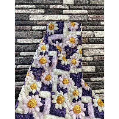 Material Satinat 5D pentru Lenjerii de Pat – Bumbac 100%, 240 cm Latime, 30 ml – Ideal pentru Constructia de Lenjerii de Pat si Decoruri Elegante - flori bleu